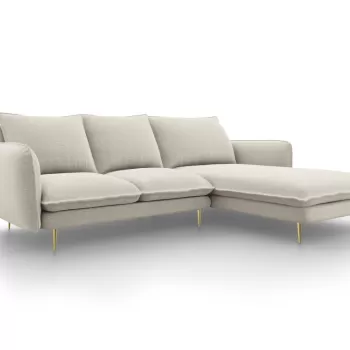 Coltar tapitat Vienna 5 locuri picioare gold - L255 x l170 x h95 imagine