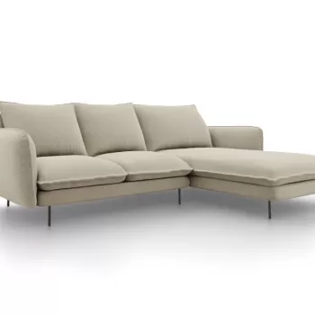 Coltar tapitat Vienna 5 locuri picioare negre - L255 x l170 x h95 imagine