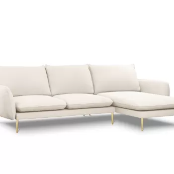 Coltar tapitat Vienna 5 locuri plusat/picioare gold - L255 x l170 x h95 imagine