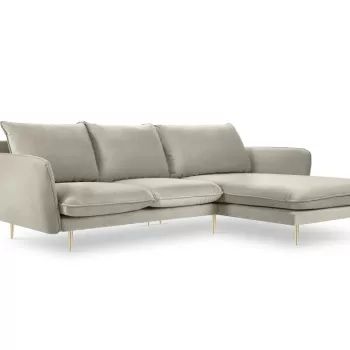 Coltar tapitat Vienna 5 locuri velvet/picioare gold - L255 x l170 x h95 imagine