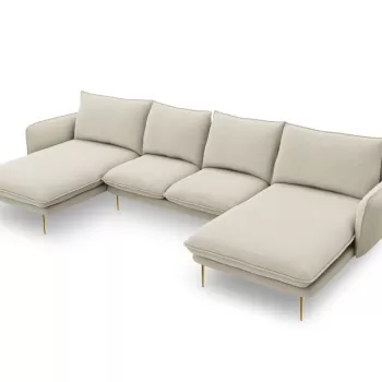 Coltar tapitat Vienna 6 locuri picioare gold - L350 x l170 x h95 imagine