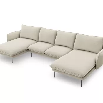 Coltar tapitat Vienna 6 locuri picioare negru - L350 x l170 x h95 imagine