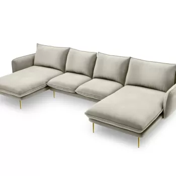 Coltar tapitat Vienna 6 locuri velvet/picioare gold - L350 x l170 x h95 imagine