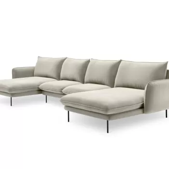 Coltar tapitat Vienna 6 locuri velvet/picioare negru - L350 x l170 x h95 imagine