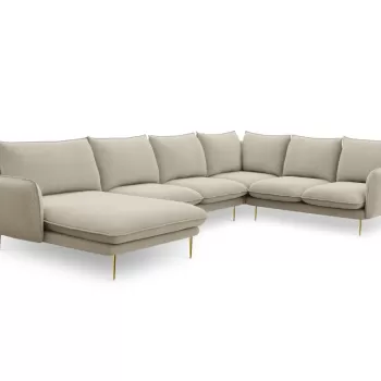 Coltar tapitat Vienna 7 locuri picioare gold - L330 x l235 x h95 imagine