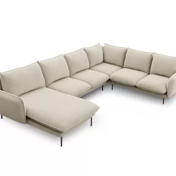 Coltar tapitat Vienna 7 locuri picioare negre - L330 x l235 x h95 imagine