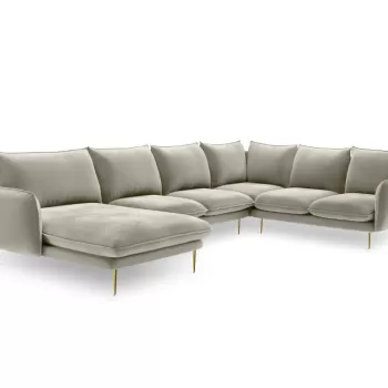 Coltar tapitat Vienna 7 locuri velvet/picioare gold - L330 x l235 x h95 imagine