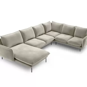 Coltar tapitat Vienna 7 locuri velvet/picioare negre - L330 x l235 x h95 imagine