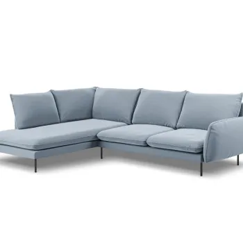 Coltar Vienna 6 locuri velvet picioare negre L275 cm imagine