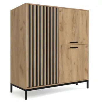 Comoda Lamino KM-2 stejar craft/negru imagine