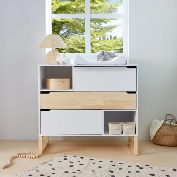 Comoda Tatam alb/pin cu 3 sertare imagine