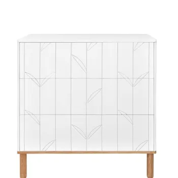 Comoda Toteme botanic alb/stejar cu 3 sertare L90 cm imagine