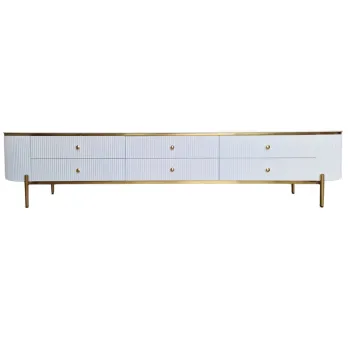 Comoda TV Morena alb/auriu L200 cm imagine