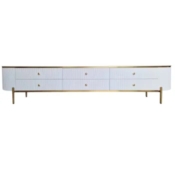 Comoda TV Morena alb/auriu L220 cm imagine