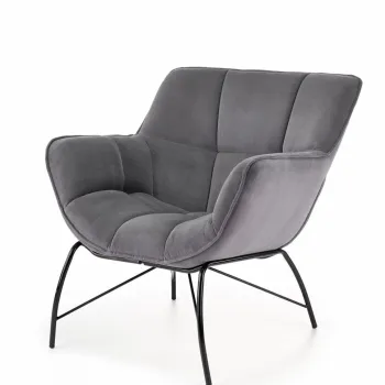 Fotoliu Belton velvet gri H78 cm imagine
