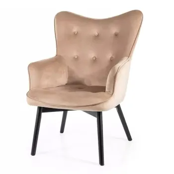 Fotoliu Carmen velvet bej Blu28/negru mat imagine