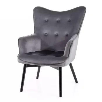 Fotoliu Carmen velvet gri Blu14/negru mat imagine