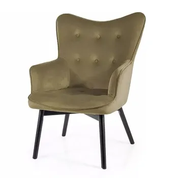 Fotoliu Carmen velvet olive Blu77/negru mat imagine