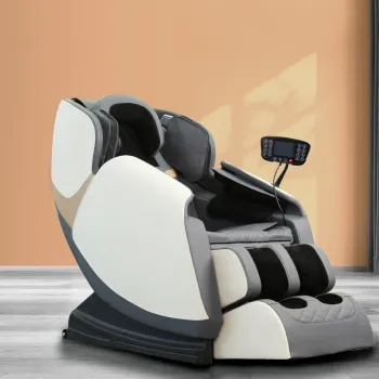 Fotoliu cu functie de masaj si incalzire Solaria crem/gri H105 cm imagine