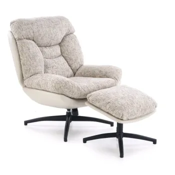 Fotoliu cu suport pentru picioare Kronos bej/multicolor H98 cm imagine