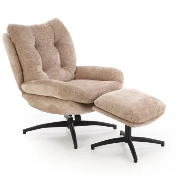 Fotoliu cu suport pentru picioare Pesto bej H96 cm imagine