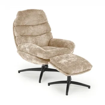 Fotoliu Dario + taburet stofa bej H100 cm imagine