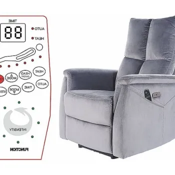 Fotoliu recliner cu functie de masaj Neptun M velvet gri Blu14 imagine