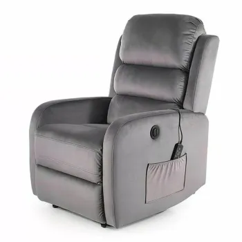 Fotoliu recliner cu functie de masaj Pegaz M velvet gri Blu14 imagine