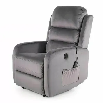 Fotoliu recliner cu functie de masaj Pegaz M velvet gri Blu14 imagine