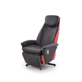 Fotoliu recliner tapitat Camaro negru-rosu - H 112-86 cm imagine