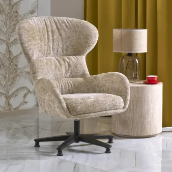 Fotoliu rotativ Franco stofa bej H104 cm imagine