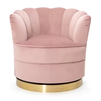 Fotoliu Sisi catifea rotativ roz deschis/auriu H76cm imagine