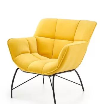Fotoliu tapitat Belton velvet galben - H78 cm imagine