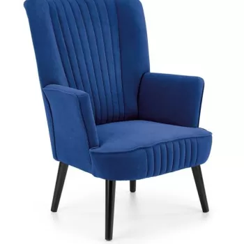 Fotoliu tapitat Delgado velvet bleumarin - H100 cm imagine