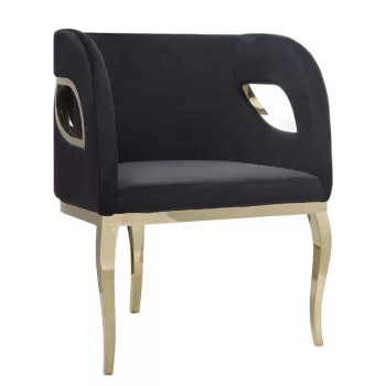 Fotoliu tapitat Morello negru/gold - H78 cm imagine