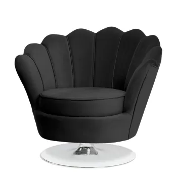 Fotoliu tapitat Muszelka negru rotativ - H82 cm imagine