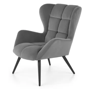 Fotoliu tapitat Tyrion catifea gri - H91 cm imagine