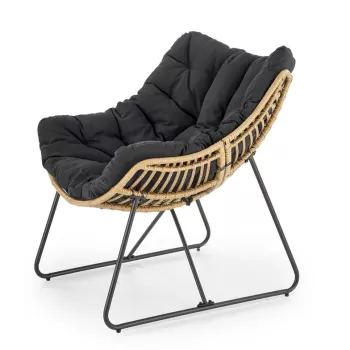 Fotoliu tapitat Whisper natur/negru - H90 cm imagine