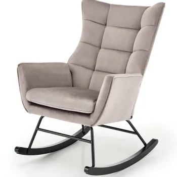 Fotoliu tip balansoar Bazalto velvet bej H92 cm imagine