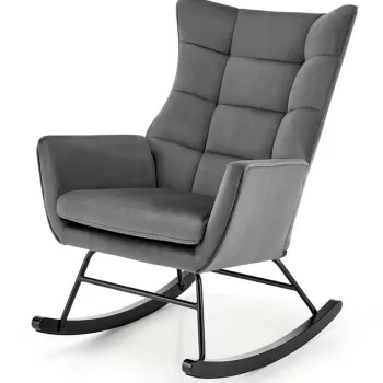 Fotoliu tip balansoar Bazalto velvet gri - H92 cm imagine