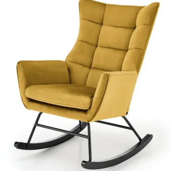 Fotoliu tip balansoar Bazalto velvet mustariu H92 cm imagine