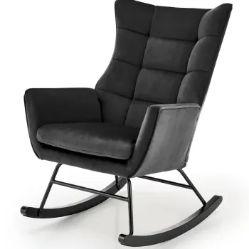 Fotoliu tip balansoar Bazalto velvet negru H92 cm imagine