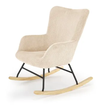 Fotoliu tip balansoar Belmiro velvet crem H92 cm imagine