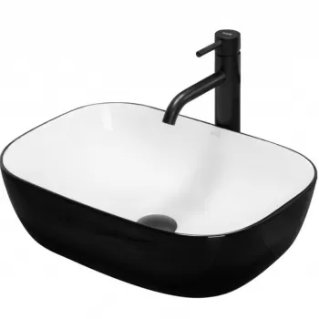 Lavoar Belinda ceramica sanitara negru/alb - 46,5 cm imagine