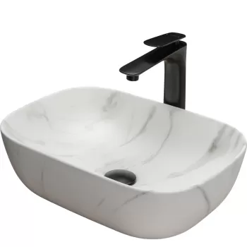 Lavoar Belinda Marmura Mat ceramica sanitara - 46 cm imagine