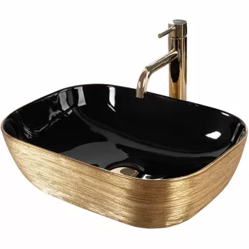 Lavoar Belinda negru/auriu periat L46,5 cm imagine