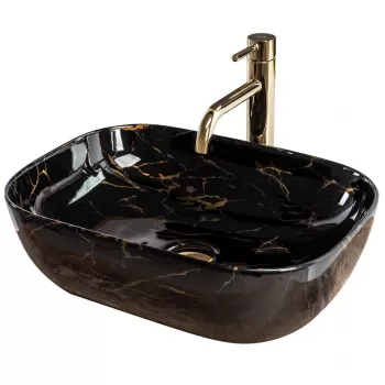 Lavoar Belinda Shiny ceramica sanitara negru - 46,5 cm imagine