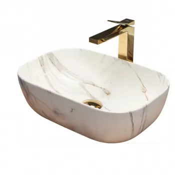 Lavoar Belinda Shiny marmura ceramica sanitara - 46 cm imagine