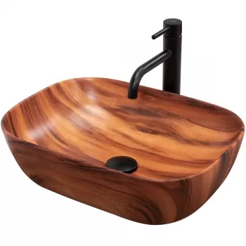 Lavoar Belinda Wood ceramica efect de lemn - 46 cm imagine