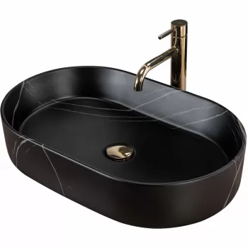 Lavoar ceramic Nadia Stone negru mat imagine